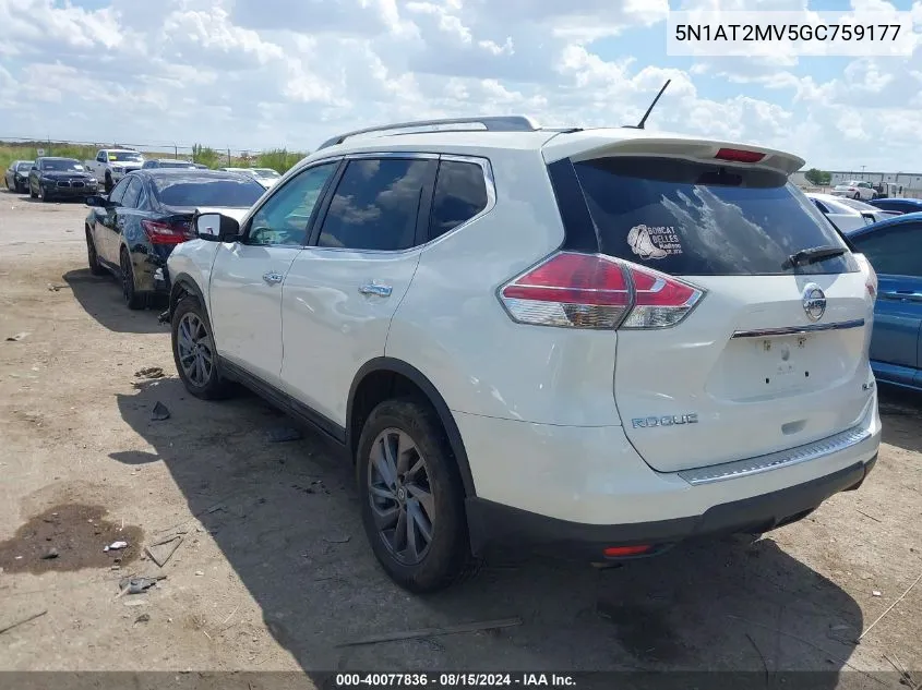 2016 Nissan Rogue Sl VIN: 5N1AT2MV5GC759177 Lot: 40077836