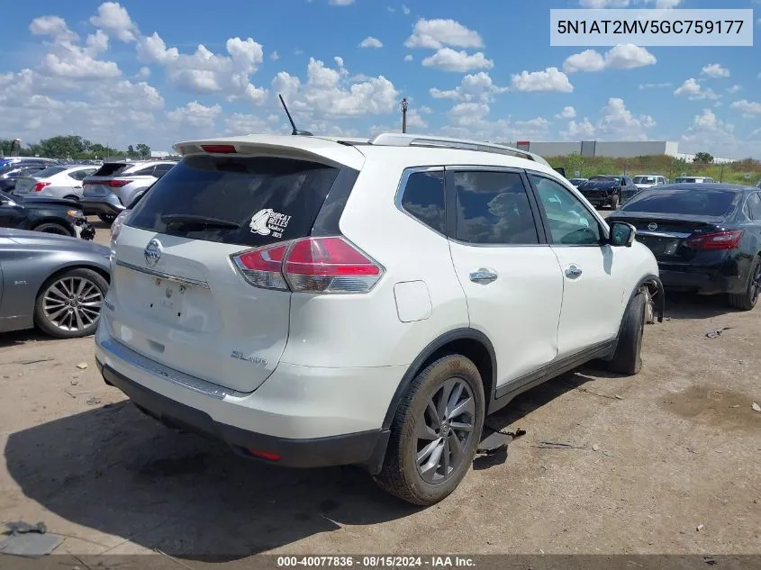 2016 Nissan Rogue Sl VIN: 5N1AT2MV5GC759177 Lot: 40077836