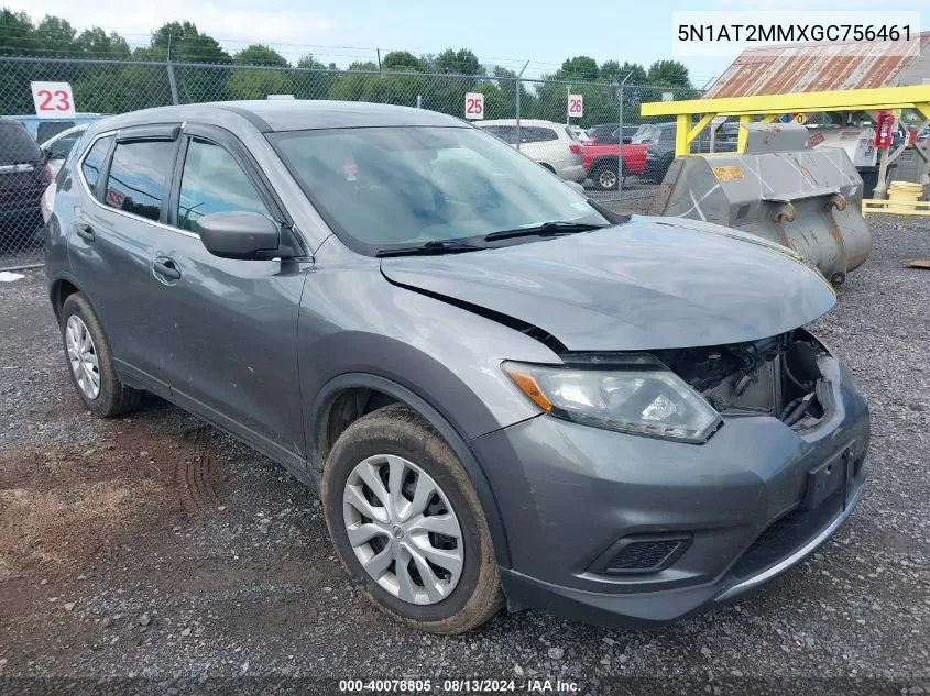 2016 Nissan Rogue S VIN: 5N1AT2MMXGC756461 Lot: 40078805