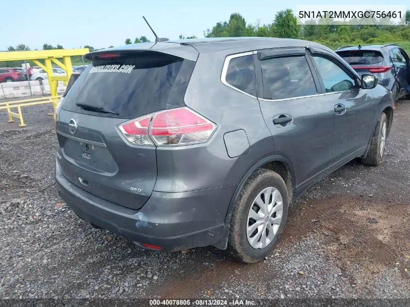 2016 Nissan Rogue S VIN: 5N1AT2MMXGC756461 Lot: 40078805