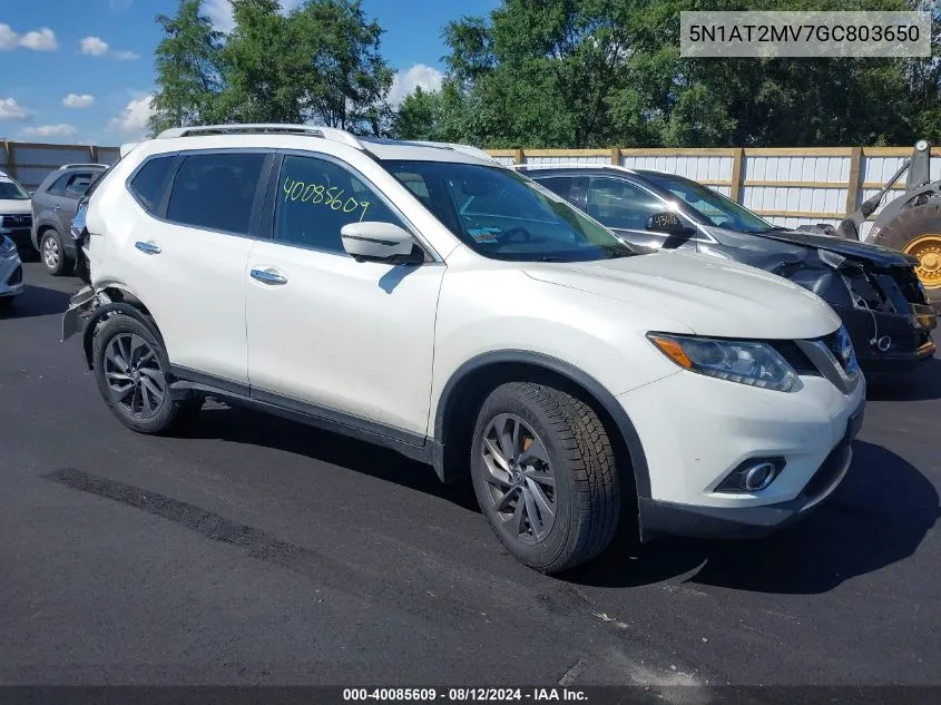 2016 Nissan Rogue Sl VIN: 5N1AT2MV7GC803650 Lot: 40085609