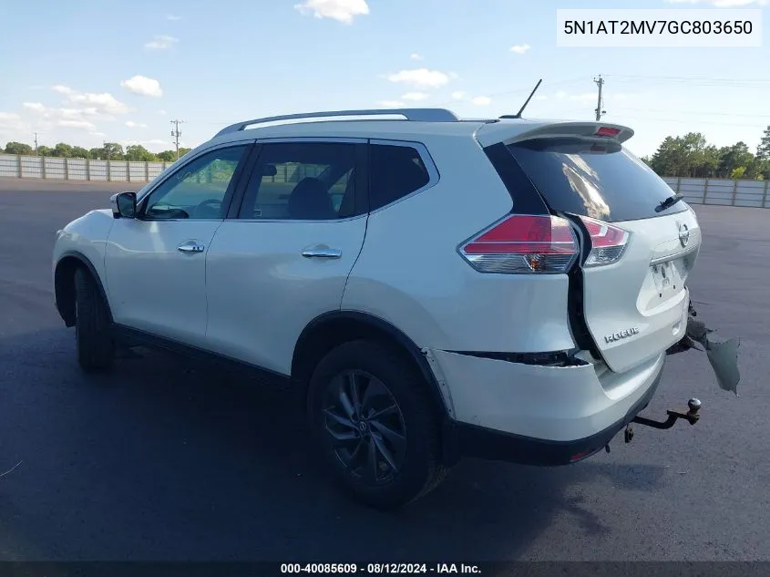 2016 Nissan Rogue Sl VIN: 5N1AT2MV7GC803650 Lot: 40085609