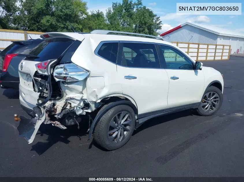 2016 Nissan Rogue Sl VIN: 5N1AT2MV7GC803650 Lot: 40085609