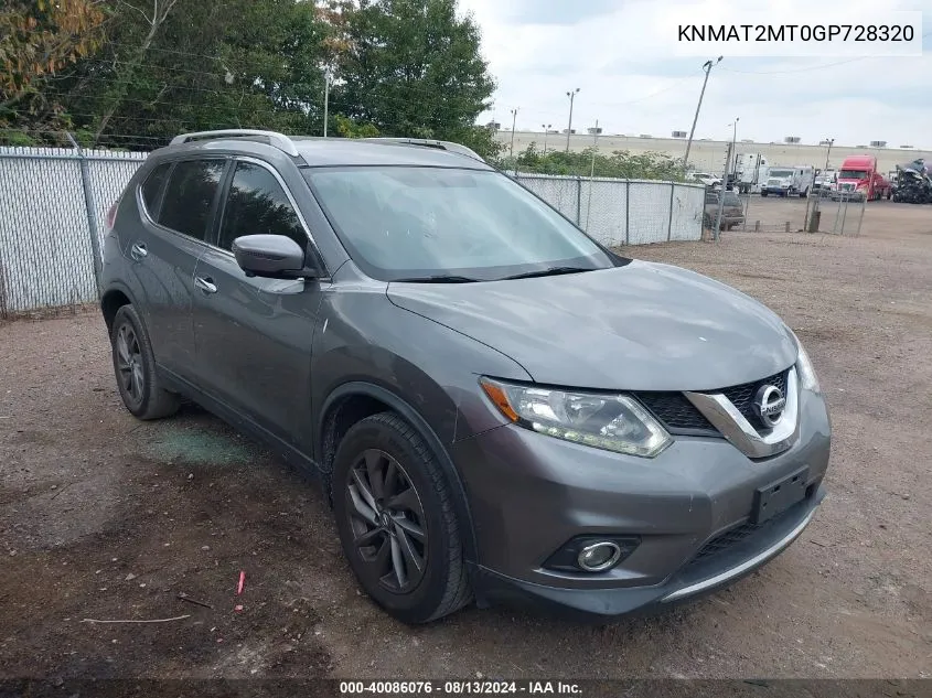 2016 Nissan Rogue Sl VIN: KNMAT2MT0GP728320 Lot: 40086076