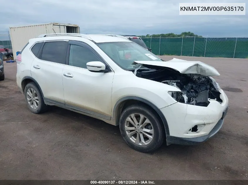 2016 Nissan Rogue Sv VIN: KNMAT2MV0GP635170 Lot: 40090137