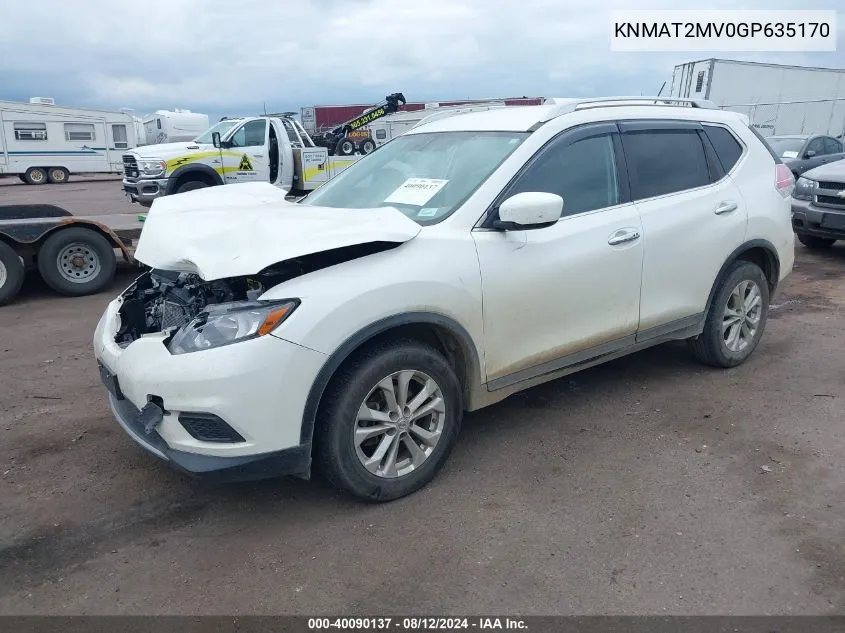 2016 Nissan Rogue Sv VIN: KNMAT2MV0GP635170 Lot: 40090137