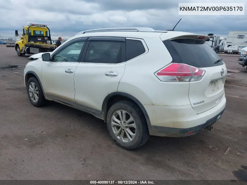 2016 Nissan Rogue Sv VIN: KNMAT2MV0GP635170 Lot: 40090137