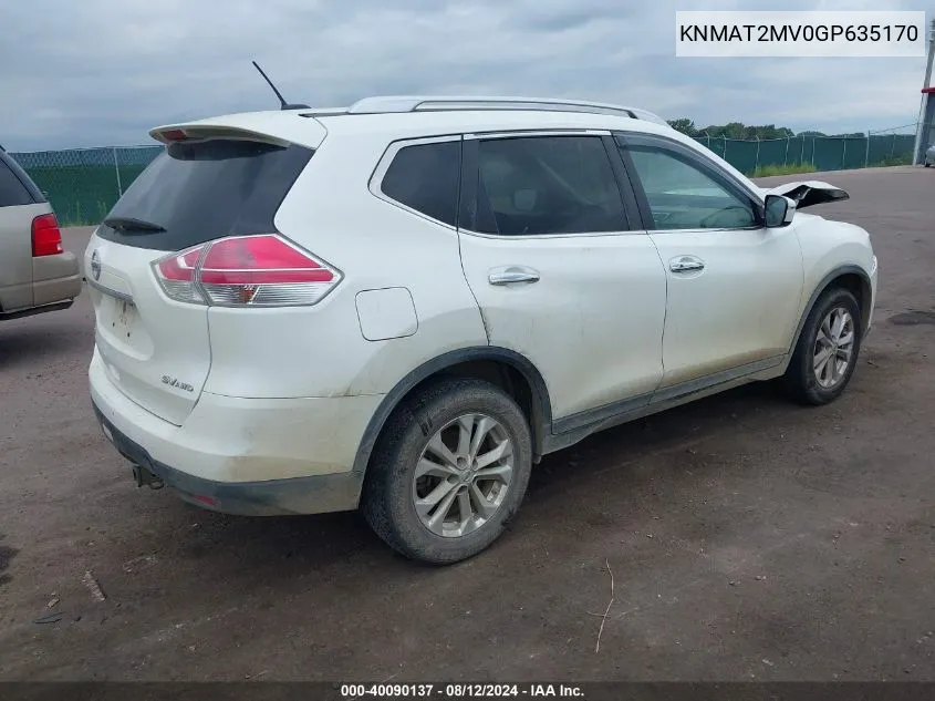 2016 Nissan Rogue Sv VIN: KNMAT2MV0GP635170 Lot: 40090137