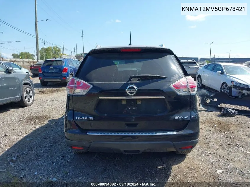 2016 Nissan Rogue Sv VIN: KNMAT2MV5GP678421 Lot: 40094392