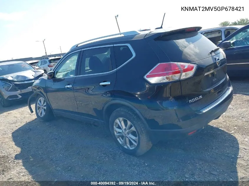 2016 Nissan Rogue Sv VIN: KNMAT2MV5GP678421 Lot: 40094392