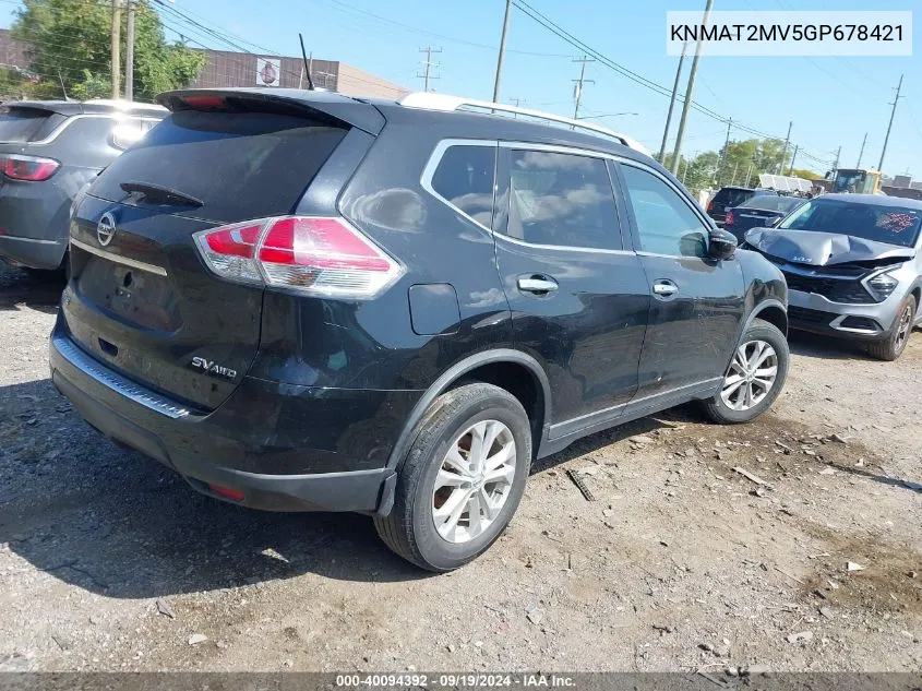 2016 Nissan Rogue Sv VIN: KNMAT2MV5GP678421 Lot: 40094392