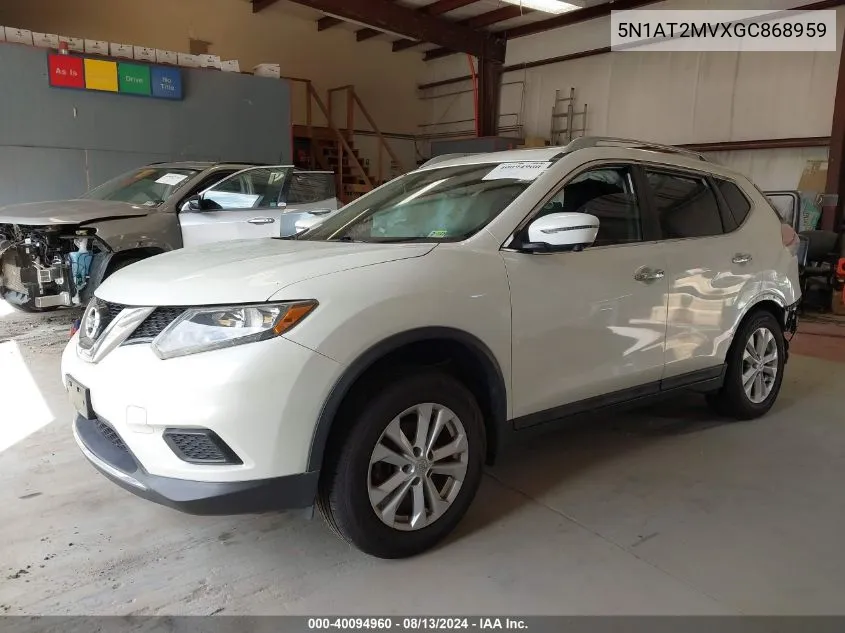 2016 Nissan Rogue S/Sl/Sv VIN: 5N1AT2MVXGC868959 Lot: 40094960