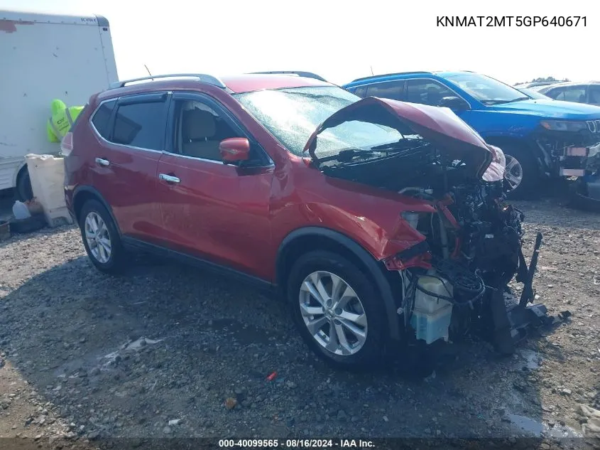 2016 Nissan Rogue Sv VIN: KNMAT2MT5GP640671 Lot: 40099565