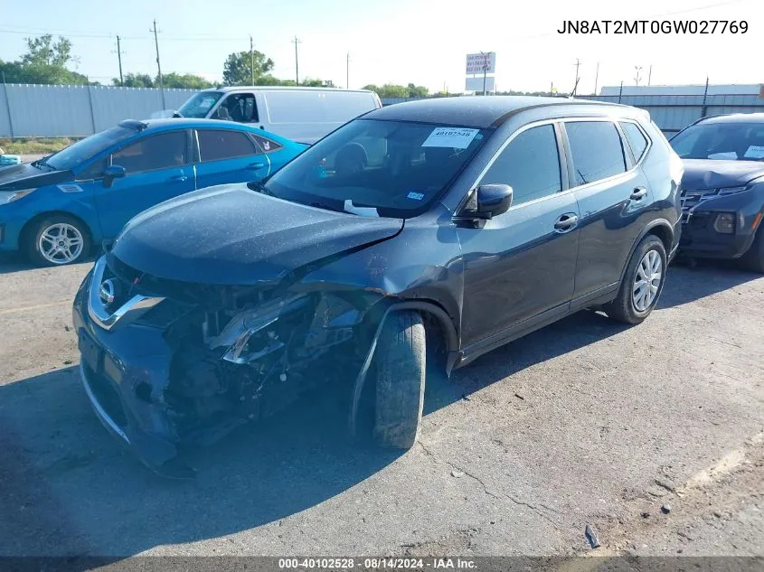 2016 Nissan Rogue S VIN: JN8AT2MT0GW027769 Lot: 40102528