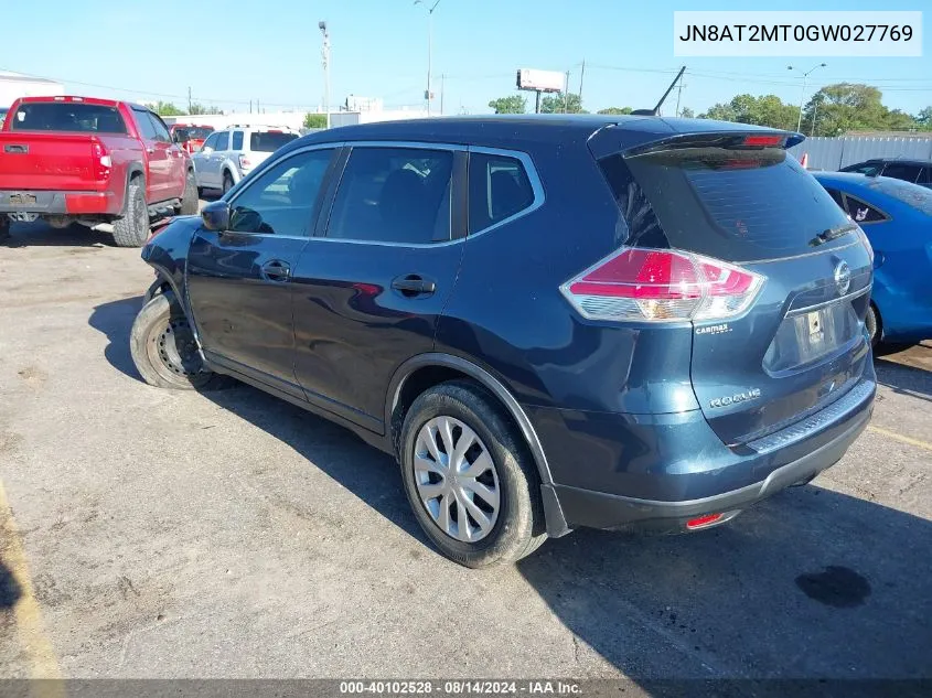 2016 Nissan Rogue S VIN: JN8AT2MT0GW027769 Lot: 40102528