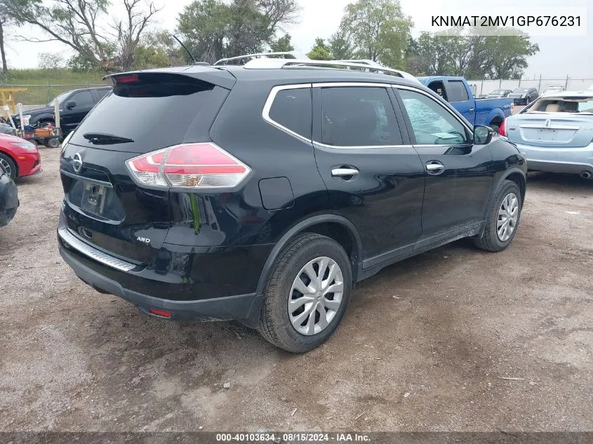 2016 Nissan Rogue S VIN: KNMAT2MV1GP676231 Lot: 40103634