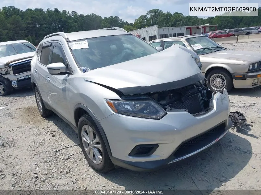 2016 Nissan Rogue Sv VIN: KNMAT2MT0GP609960 Lot: 40107720