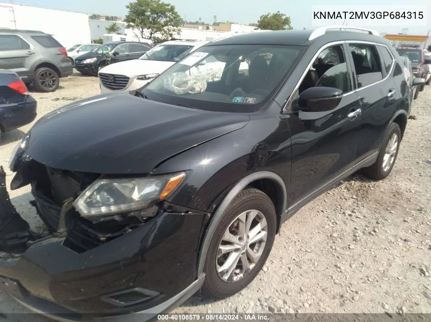 KNMAT2MV3GP684315 2016 Nissan Rogue Sv