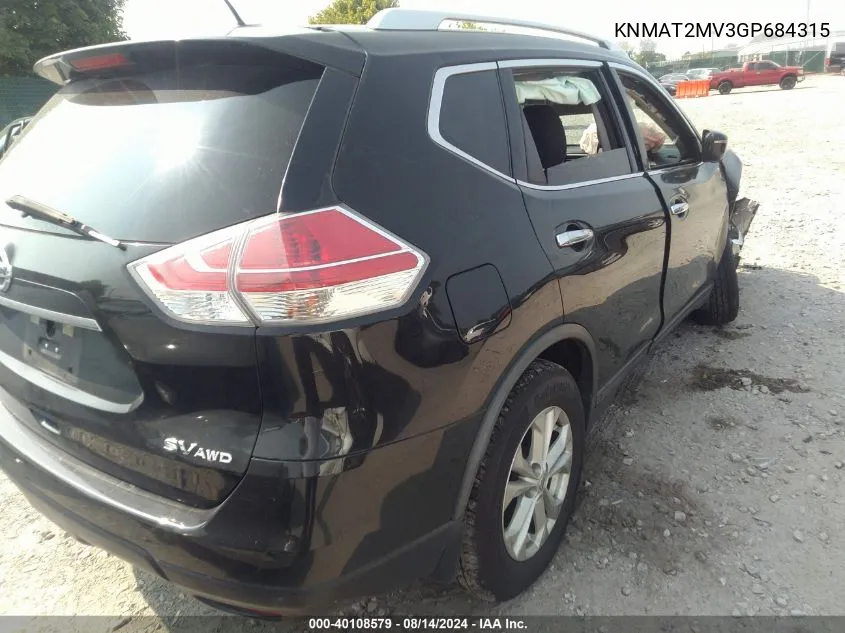 KNMAT2MV3GP684315 2016 Nissan Rogue Sv