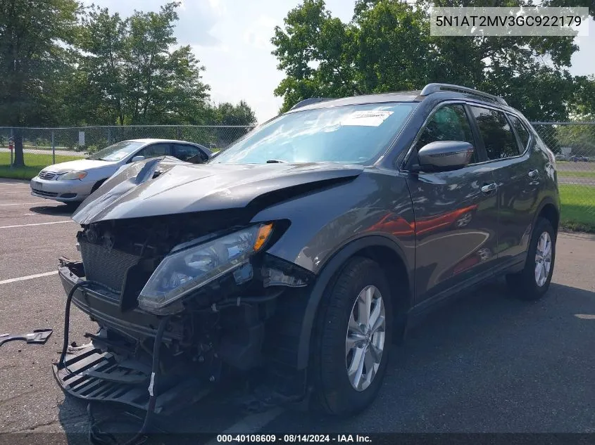 2016 Nissan Rogue S/Sl/Sv VIN: 5N1AT2MV3GC922179 Lot: 40108609