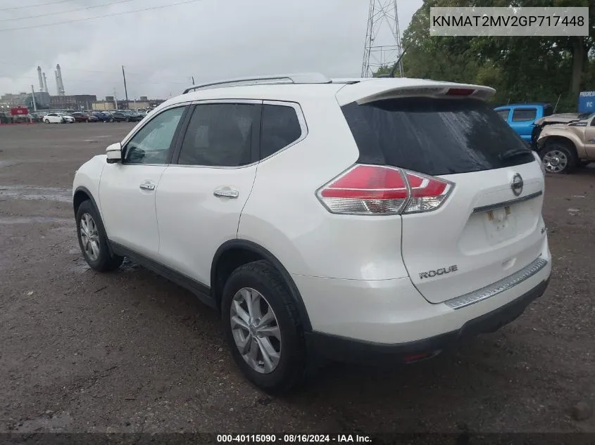 2016 Nissan Rogue S/Sl/Sv VIN: KNMAT2MV2GP717448 Lot: 40115090