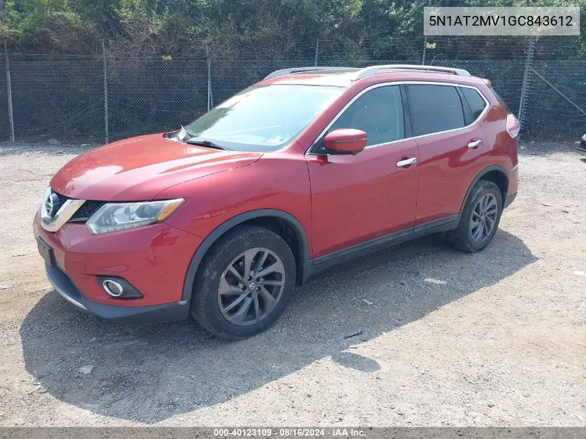 2016 Nissan Rogue Sl VIN: 5N1AT2MV1GC843612 Lot: 40123109