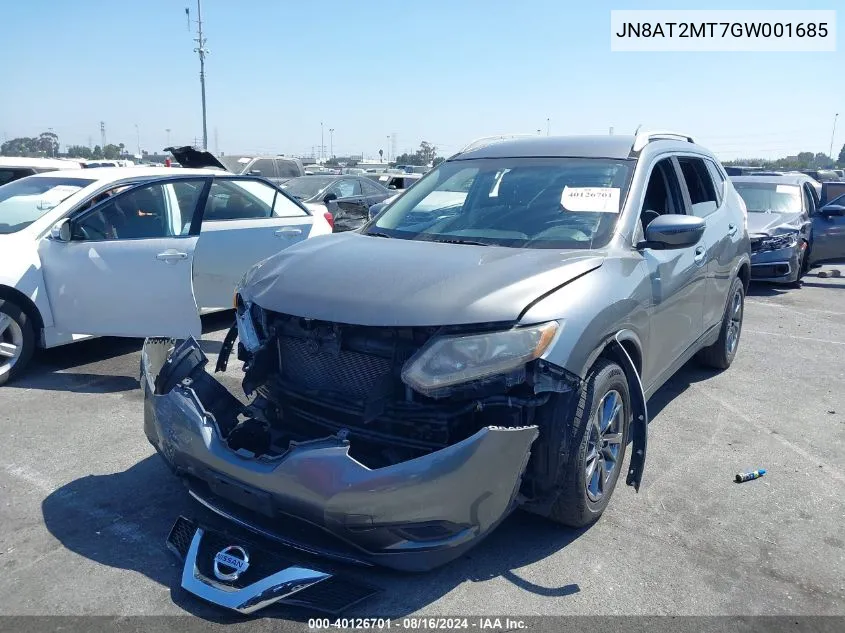 2016 Nissan Rogue S VIN: JN8AT2MT7GW001685 Lot: 40126701