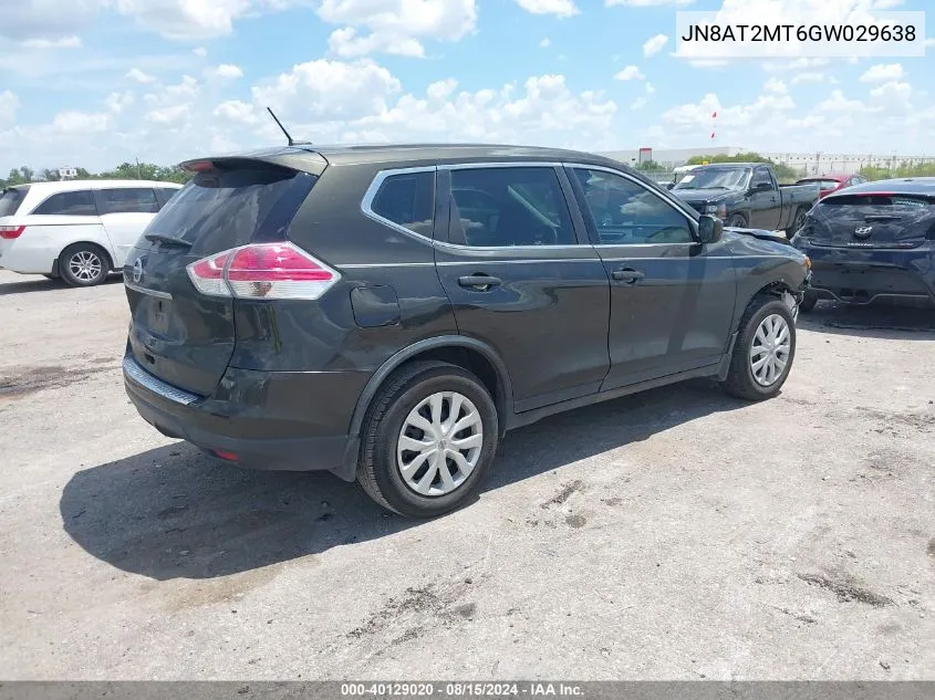 2016 Nissan Rogue S VIN: JN8AT2MT6GW029638 Lot: 40129020