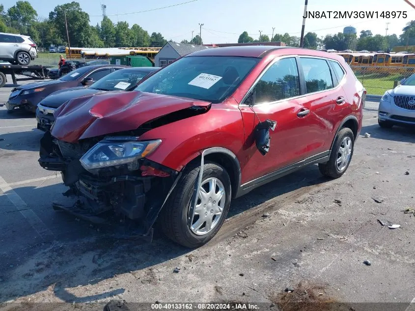 2016 Nissan Rogue S/Sl/Sv VIN: JN8AT2MV3GW148975 Lot: 40133162