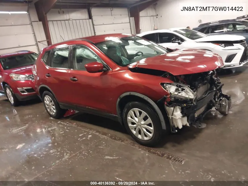 2016 Nissan Rogue S VIN: JN8AT2MT7GW014422 Lot: 40136392