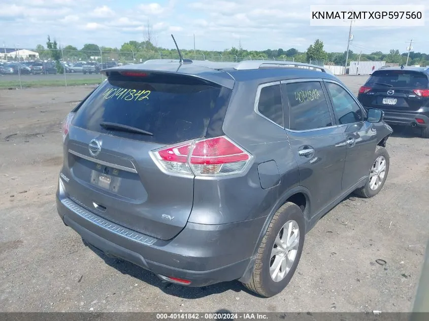 KNMAT2MTXGP597560 2016 Nissan Rogue S/Sl/Sv