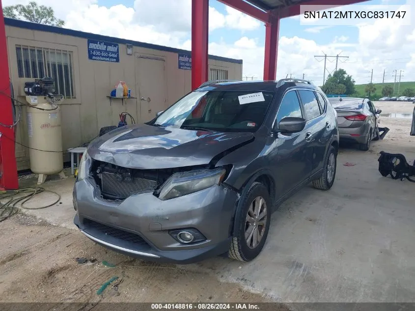 5N1AT2MTXGC831747 2016 Nissan Rogue Sv