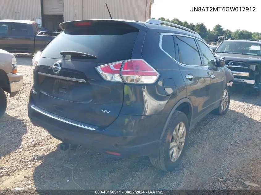 2016 Nissan Rogue Sv VIN: JN8AT2MT6GW017912 Lot: 40150911