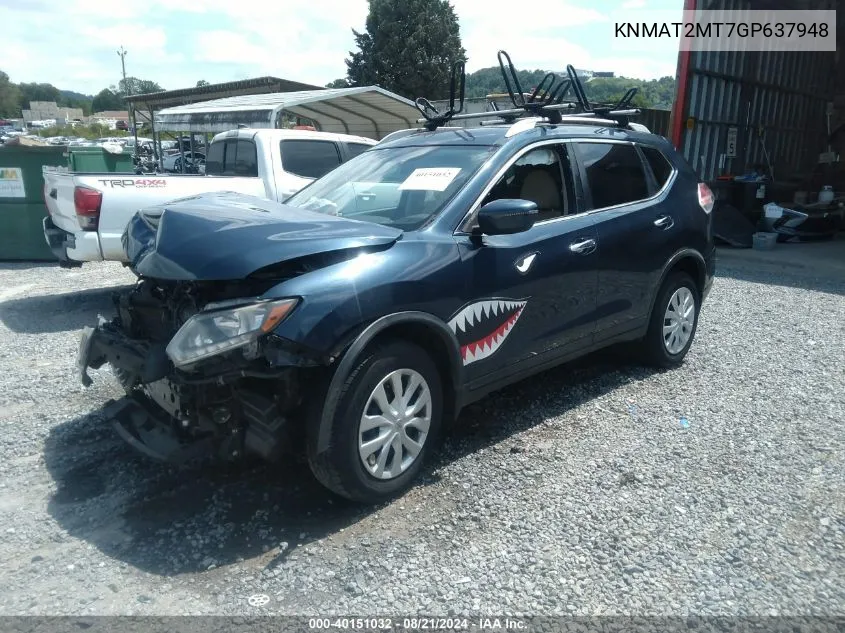 2016 Nissan Rogue S VIN: KNMAT2MT7GP637948 Lot: 40151032