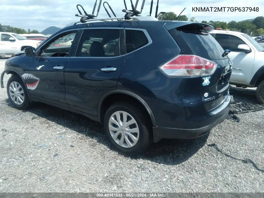 KNMAT2MT7GP637948 2016 Nissan Rogue S