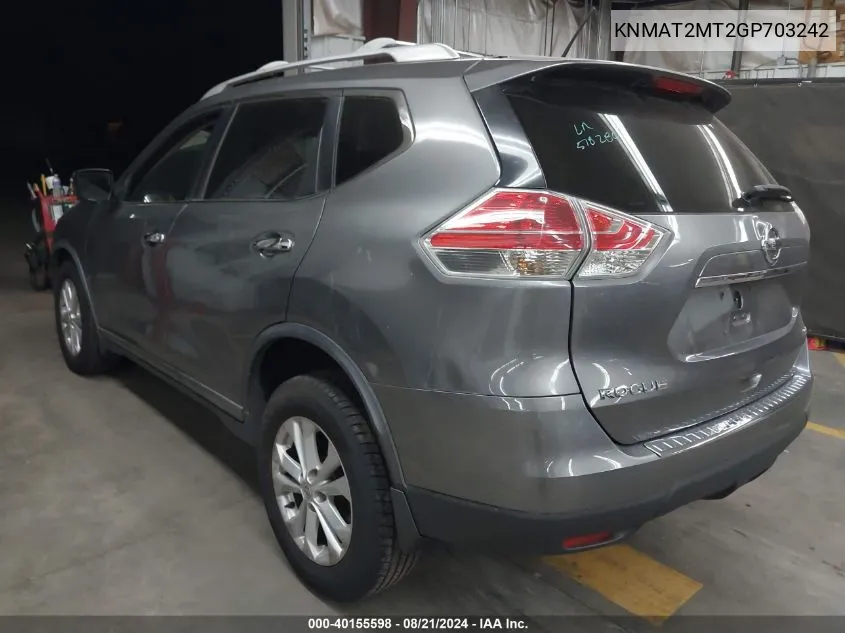 KNMAT2MT2GP703242 2016 Nissan Rogue Sv