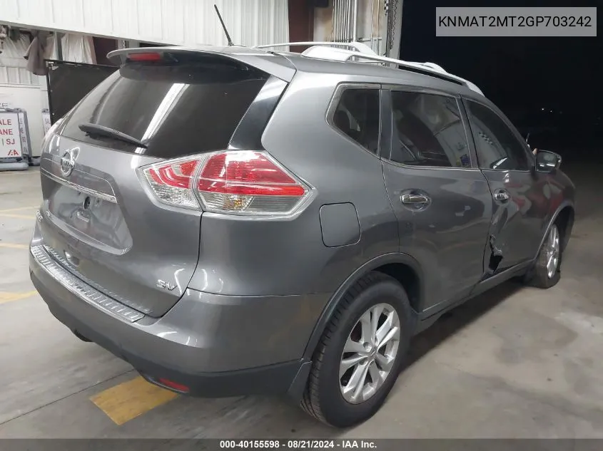 KNMAT2MT2GP703242 2016 Nissan Rogue Sv