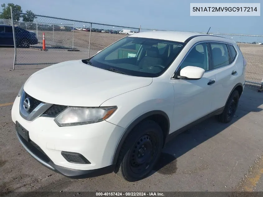 2016 Nissan Rogue S VIN: 5N1AT2MV9GC917214 Lot: 40157424