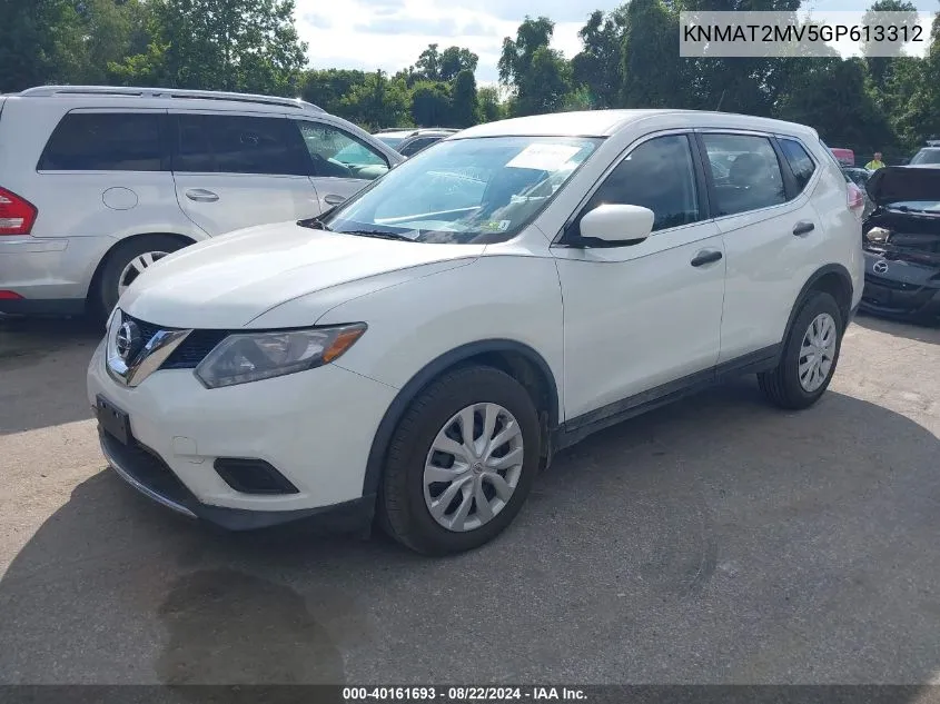 2016 Nissan Rogue S VIN: KNMAT2MV5GP613312 Lot: 40161693