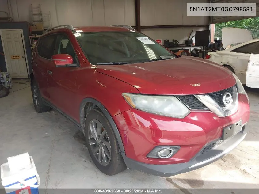 2016 Nissan Rogue Sl VIN: 5N1AT2MT0GC798581 Lot: 40162650