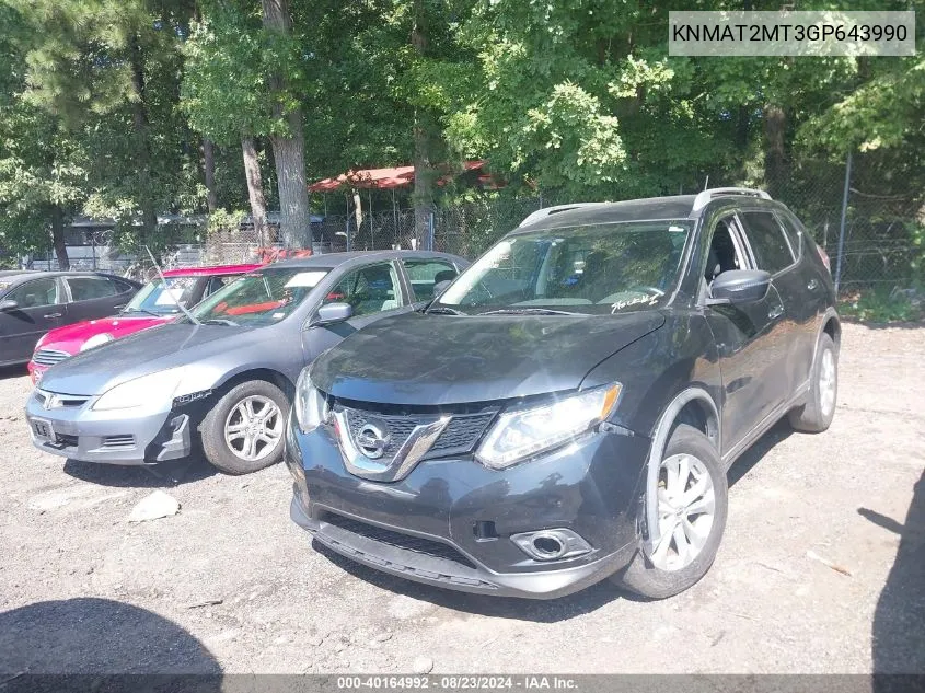 KNMAT2MT3GP643990 2016 Nissan Rogue Sv