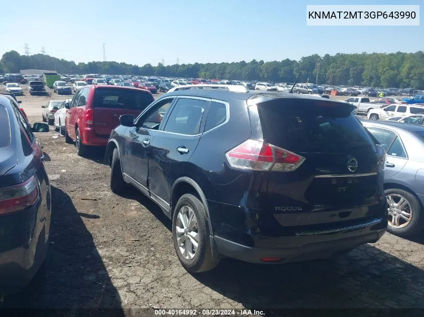 KNMAT2MT3GP643990 2016 Nissan Rogue Sv