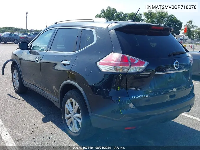 2016 Nissan Rogue Sv VIN: KNMAT2MV0GP718078 Lot: 40167310