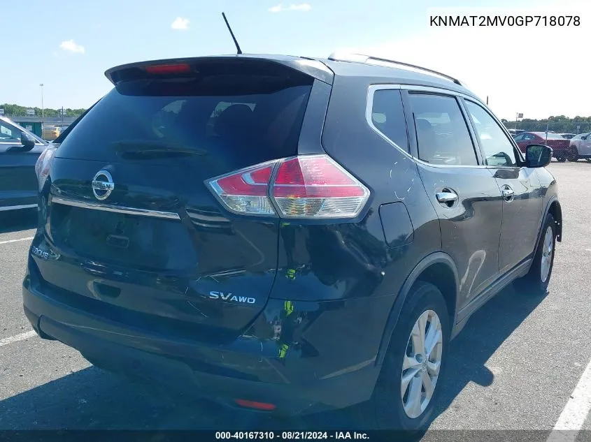 2016 Nissan Rogue Sv VIN: KNMAT2MV0GP718078 Lot: 40167310