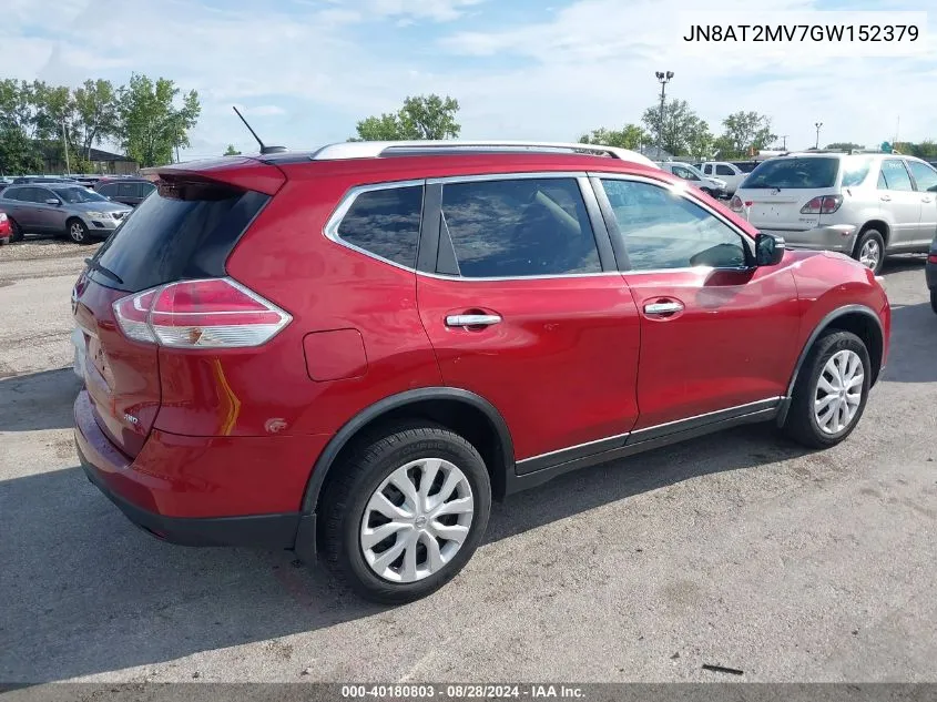 2016 Nissan Rogue S VIN: JN8AT2MV7GW152379 Lot: 40180803