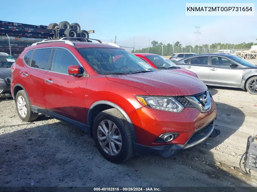 2016 Nissan Rogue Sv VIN: KNMAT2MT0GP731654 Lot: 40182816