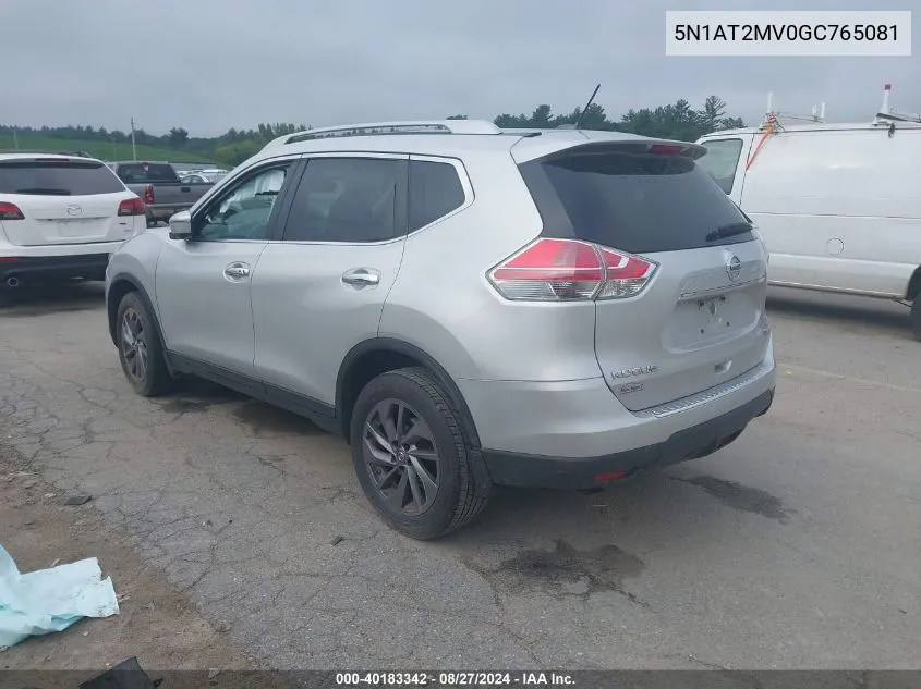 2016 Nissan Rogue Sl VIN: 5N1AT2MV0GC765081 Lot: 40183342