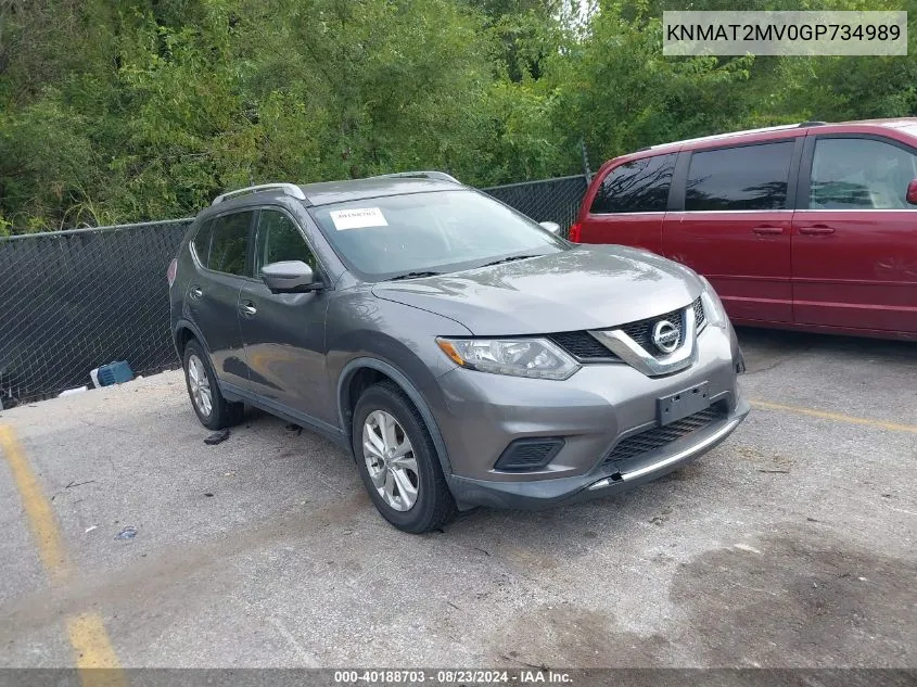 2016 Nissan Rogue Sv VIN: KNMAT2MV0GP734989 Lot: 40188703