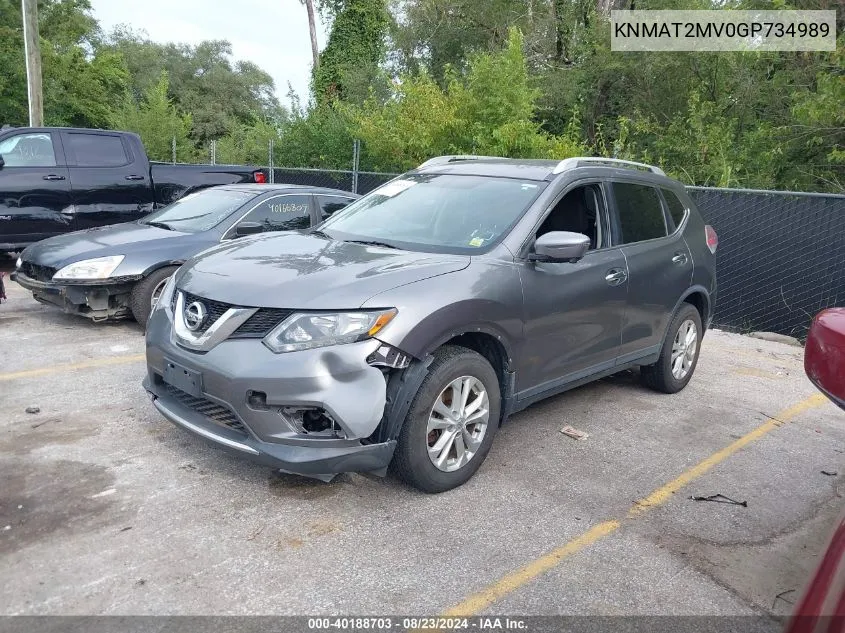 2016 Nissan Rogue Sv VIN: KNMAT2MV0GP734989 Lot: 40188703