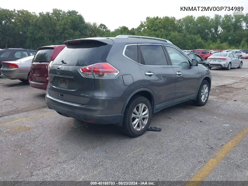 2016 Nissan Rogue Sv VIN: KNMAT2MV0GP734989 Lot: 40188703